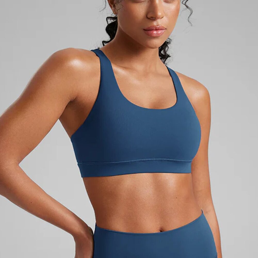 CRZ YOGA Blue Scoop Neck Sports Bra
